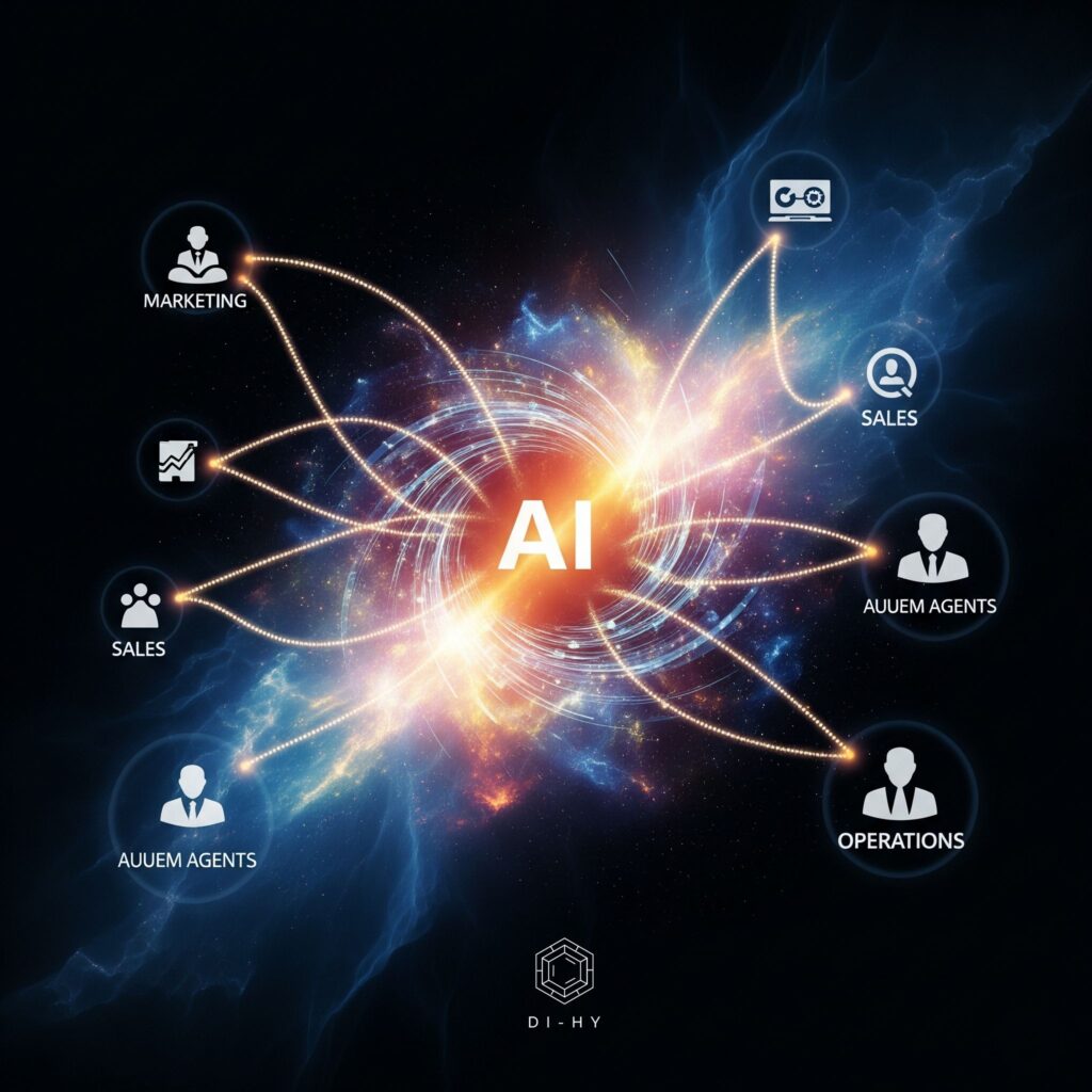 This image visually showcases the wide range of business functions where AI agents can be effectively implemented for automation and optimization